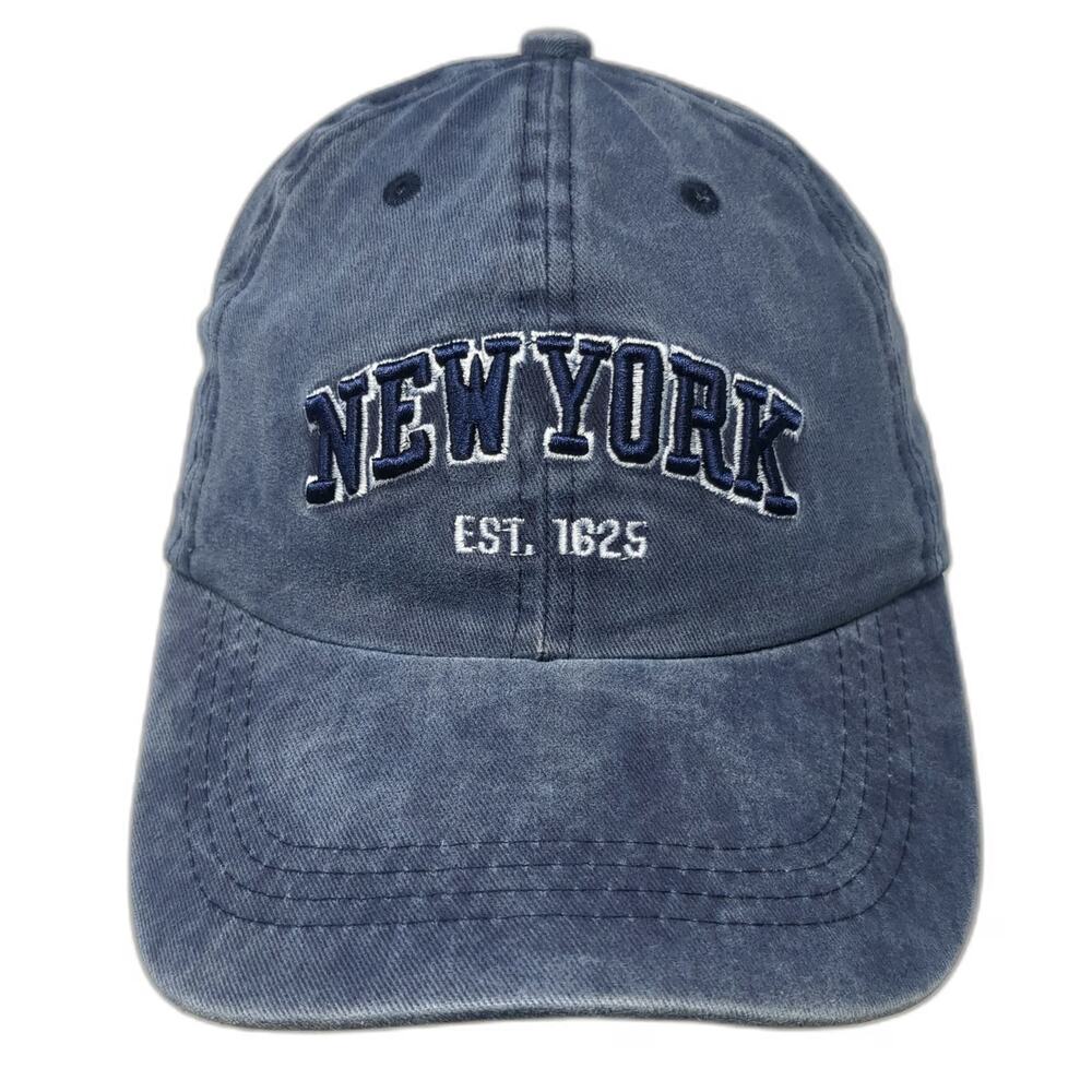 T&T Baseball Cap Blue One Size New York Est 1625 NYC Embroidered Slideback Hat